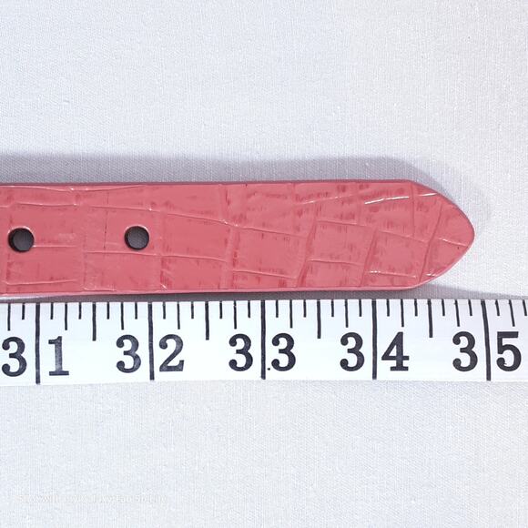 Lands End Womens Leather Belt XSmall Coral Colored Reptile Print - Picture 11 of 13